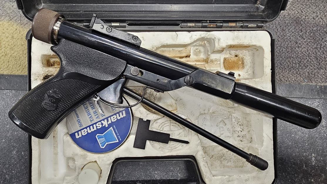 Hy-Score Air Pistol, Dual cal .177 and .22, Vintage, Rare.